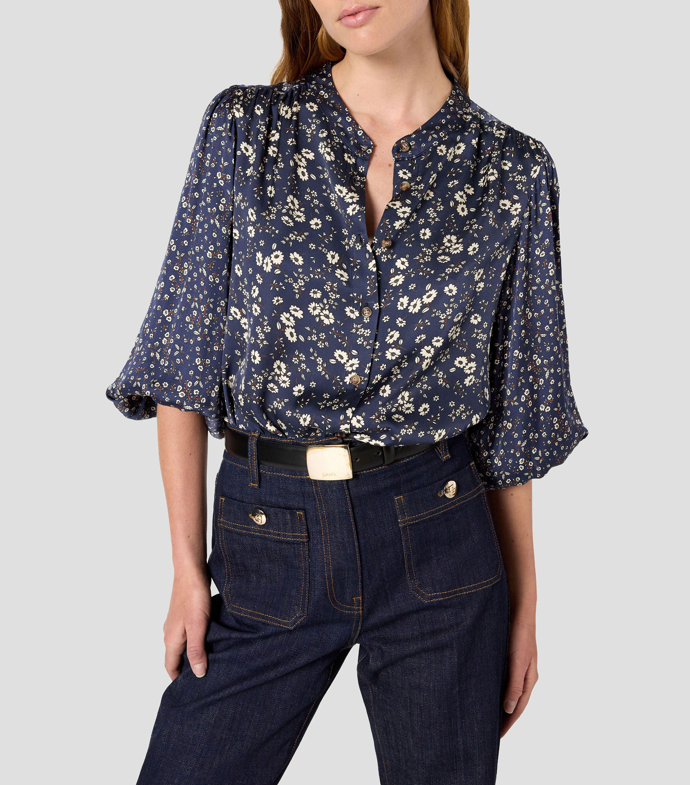 Camisa con estampado floral manga larga Anaelle Mujer